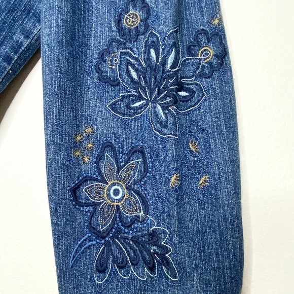 NWT Liz & Me Floral Embroidered Denim Jean Jacket Boho Plus Size 0X Blue - Picture 5 of 12